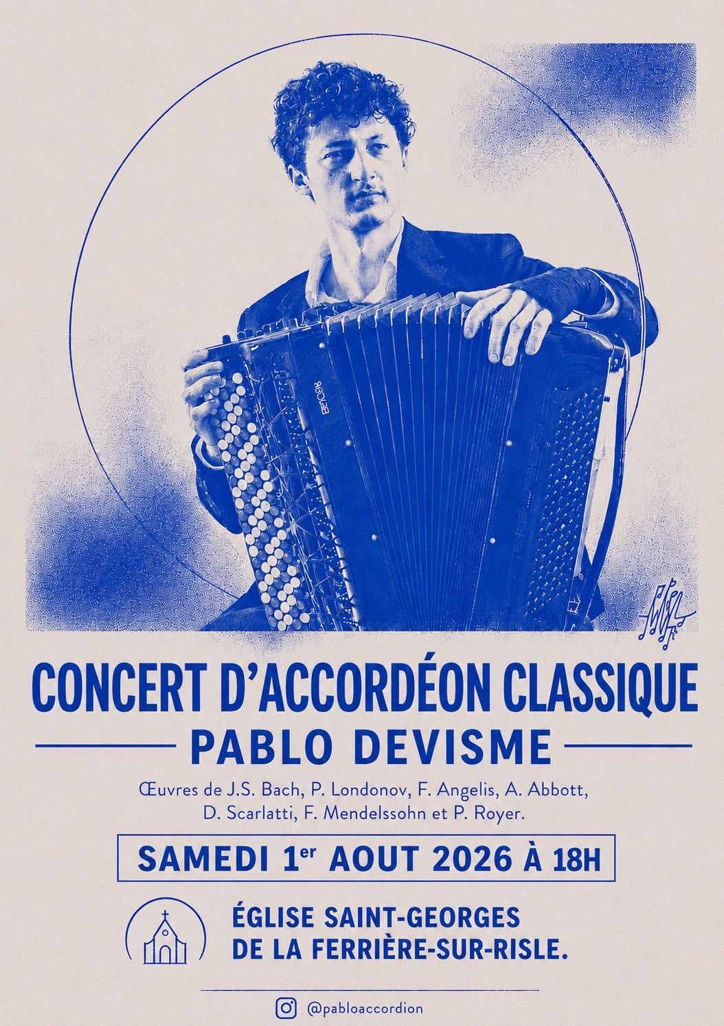Concert d'accordéon classique par Pablo Devisme, 01.08.2026