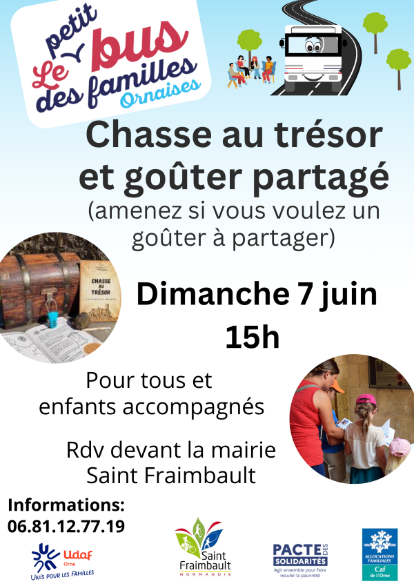 chasse au trésor et goûter partagé avec le Bus des familles
