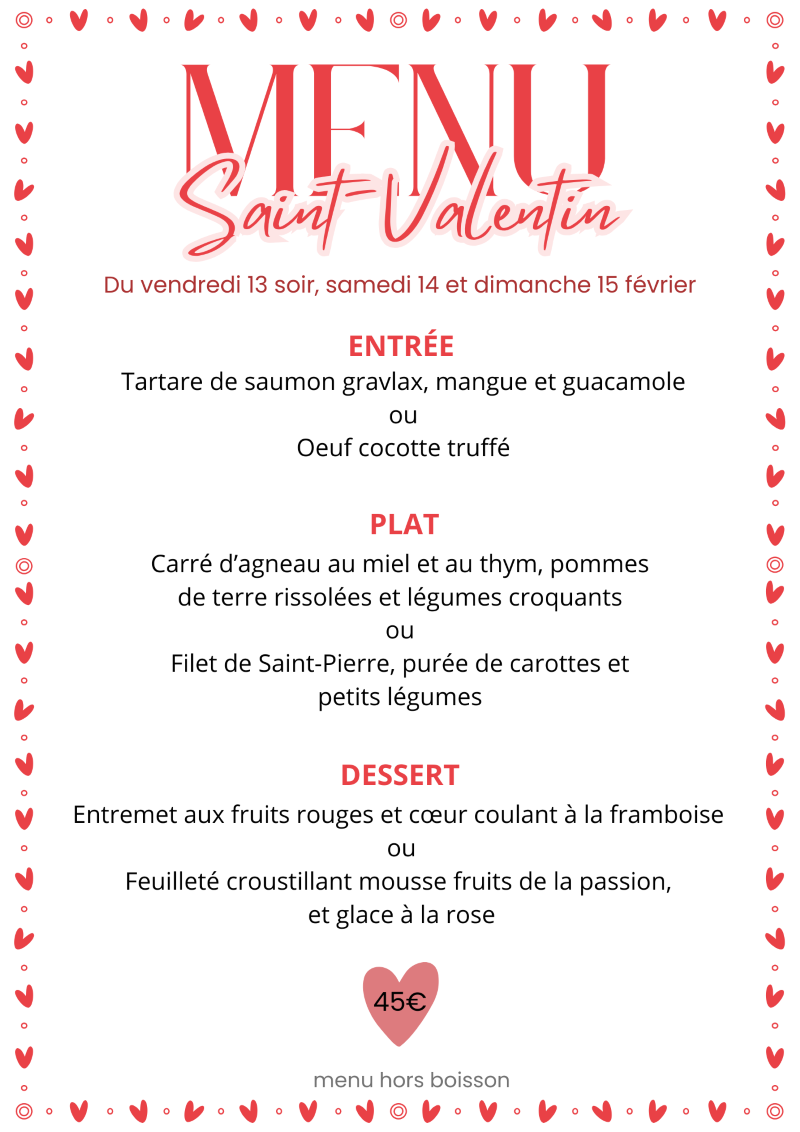 Menu Saint Valentin