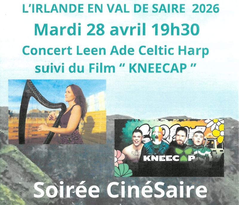 Soirée CinéSaire : Concert Leen Ade Celtic Harp suivi du film KNEECAP — visuel événement