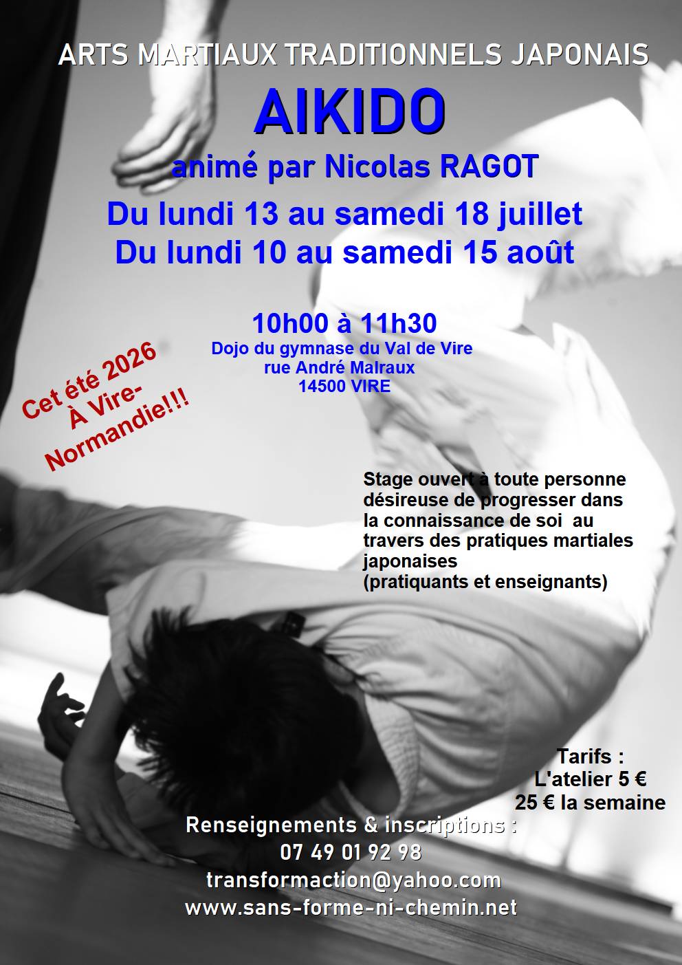 Stage d'arts martiaux traditionnels Japonais - Aikido à Vire Normandie — visuel événement
