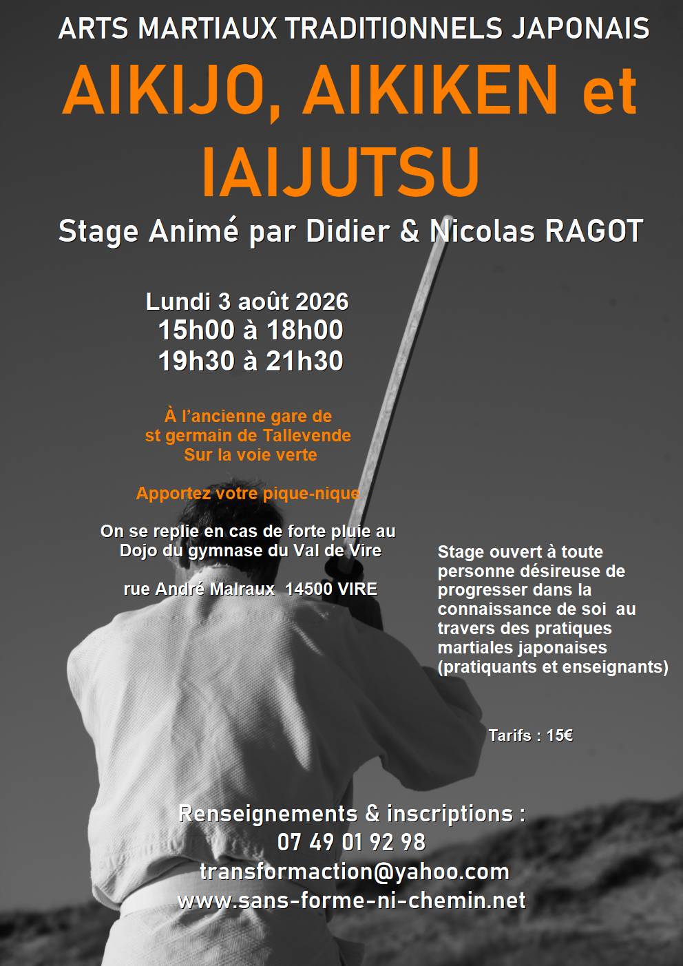 Stage Arts martiaux traditionnels Japonais Aikijo Aikiken Iaijustu — visuel événement