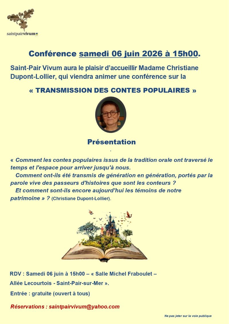 Conférence sur la Transmission des contes populaires — visuel événement