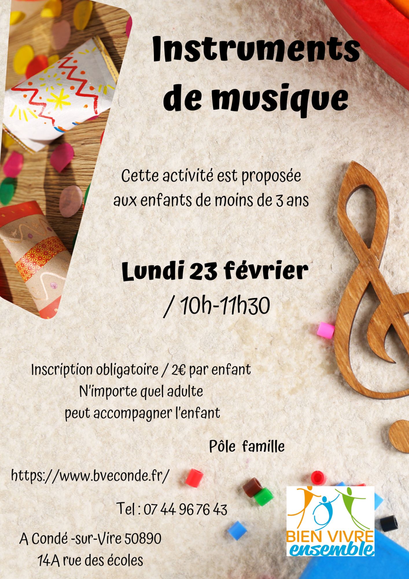 Atelier instruments de musique > Vacances d'hiver