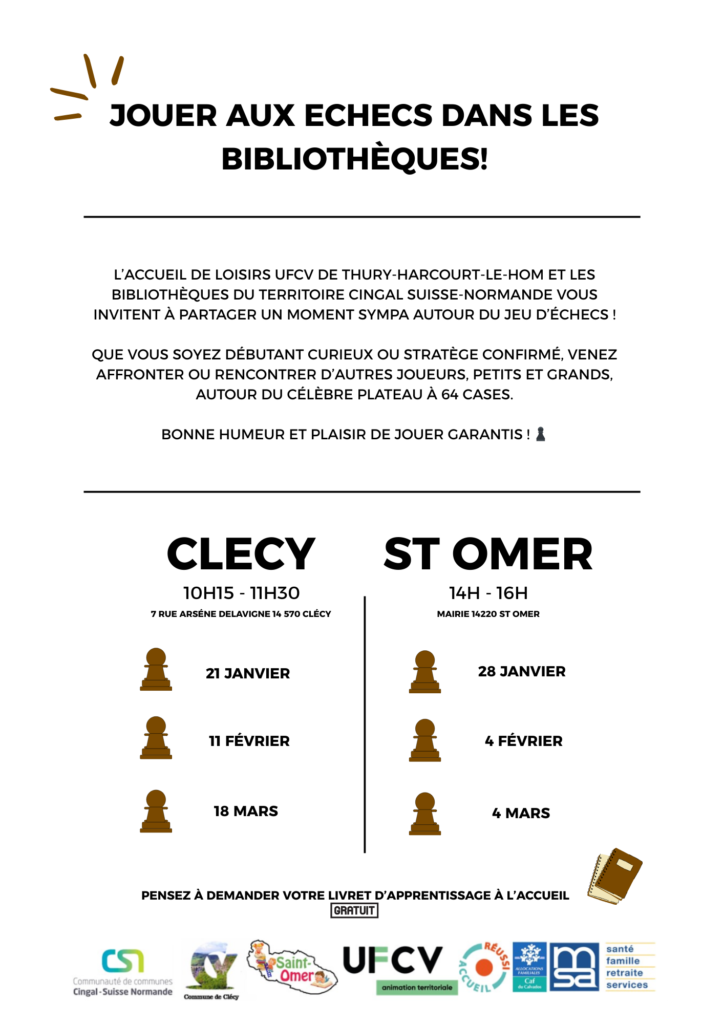 Jeux d'échecs à la bibliothèque de Clécy