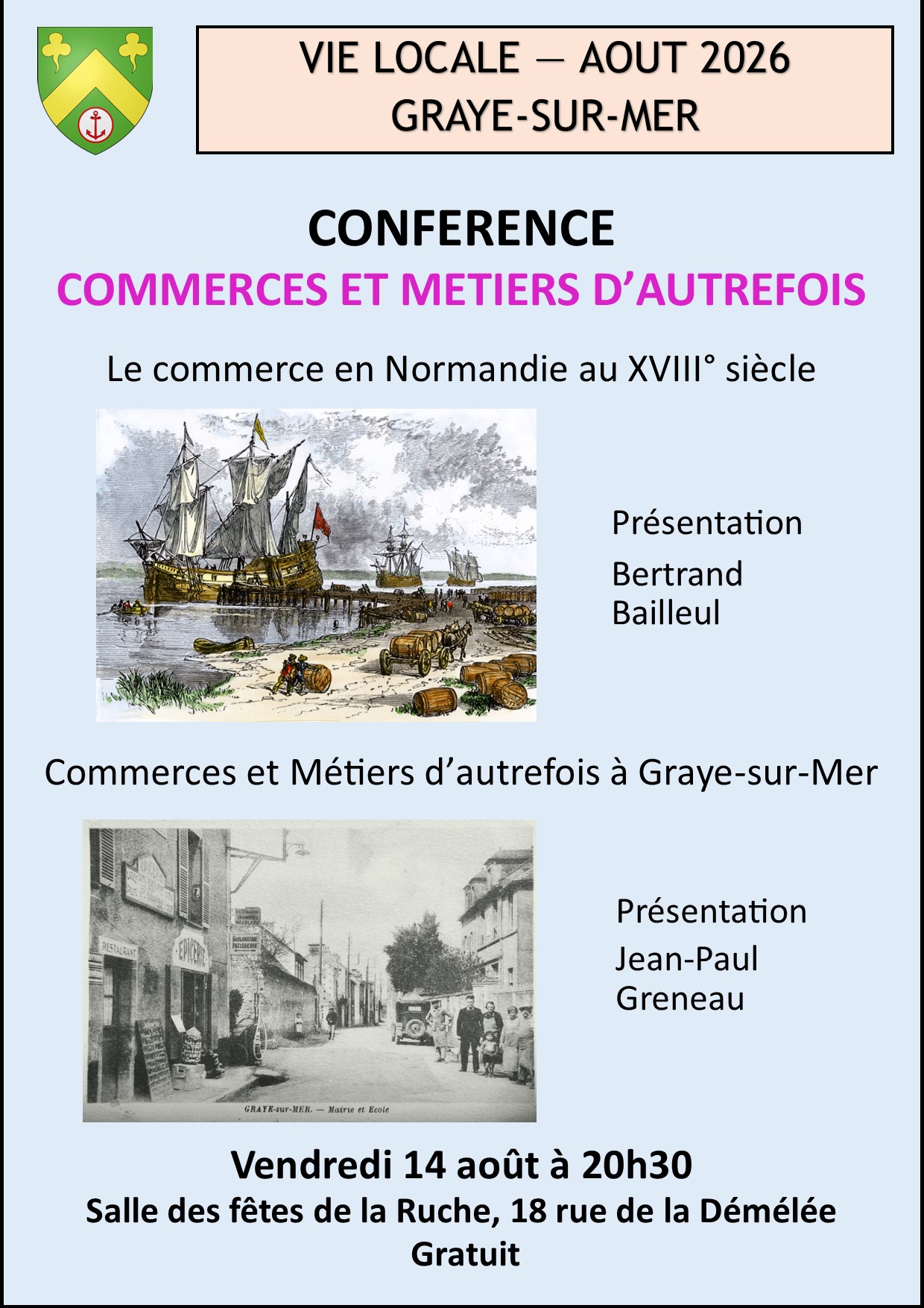 Conférence : Commerces et Métiers d'autrefois - Graye-sur-Mer -