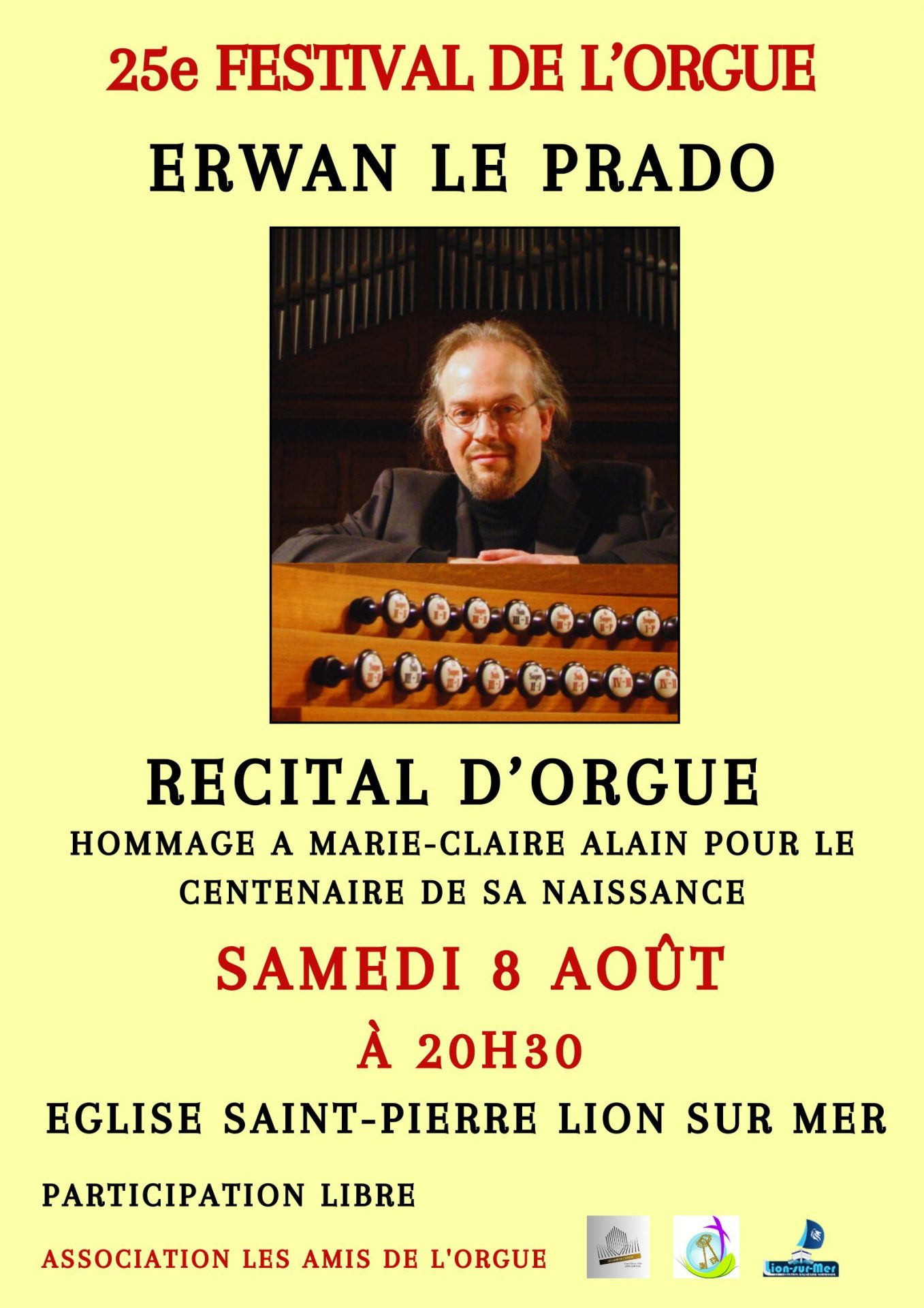 Festival autour de l'orgue : récital Erwan Le Prado "Hommage à Marie-Claire Alain"