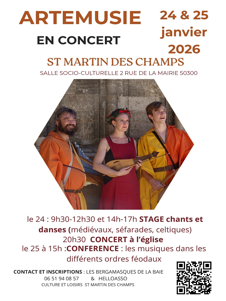 Stage de chants et danses, concert, conférence de musiques médiévales