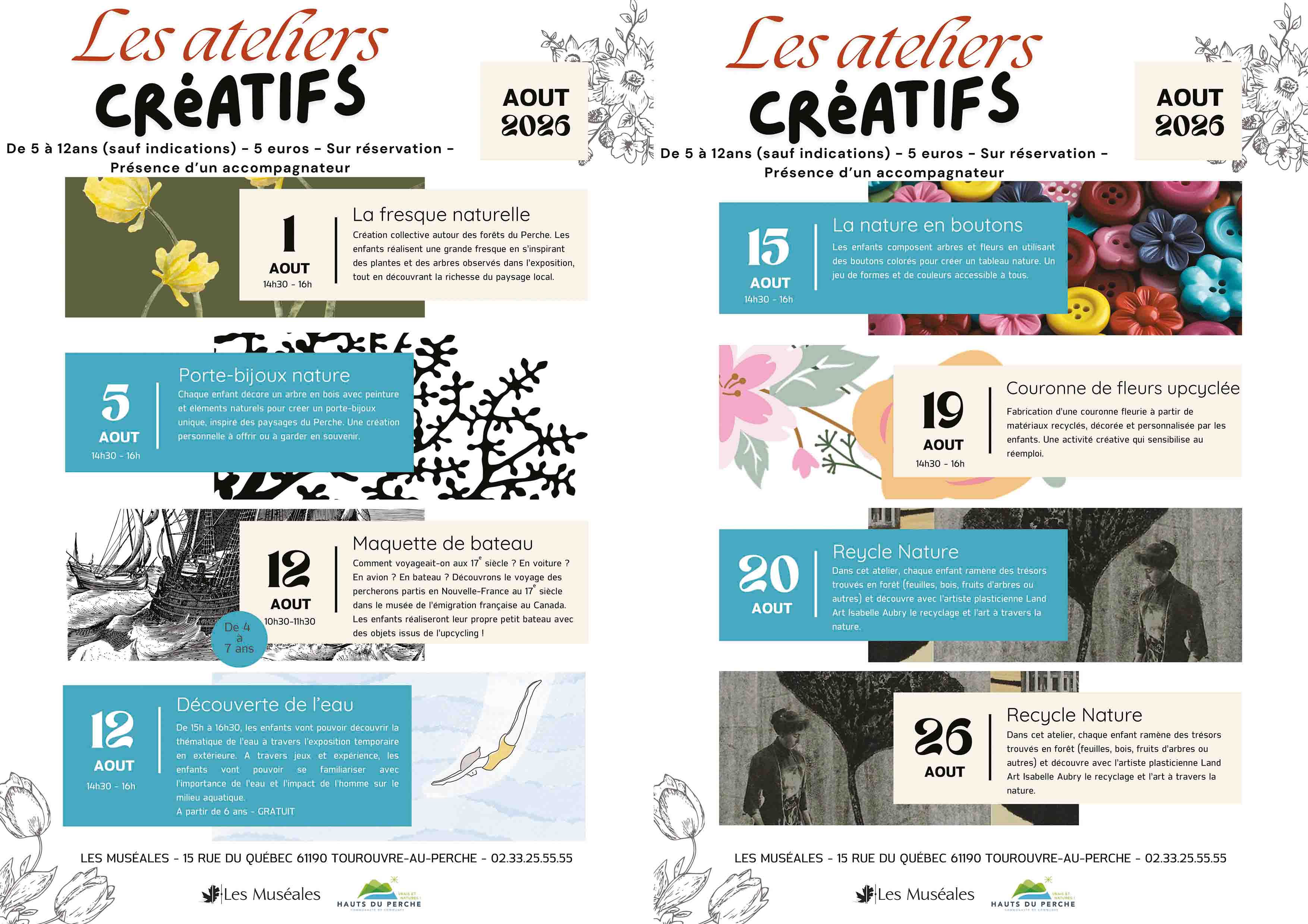 Ateliers créatifs de 5 à 12 ans