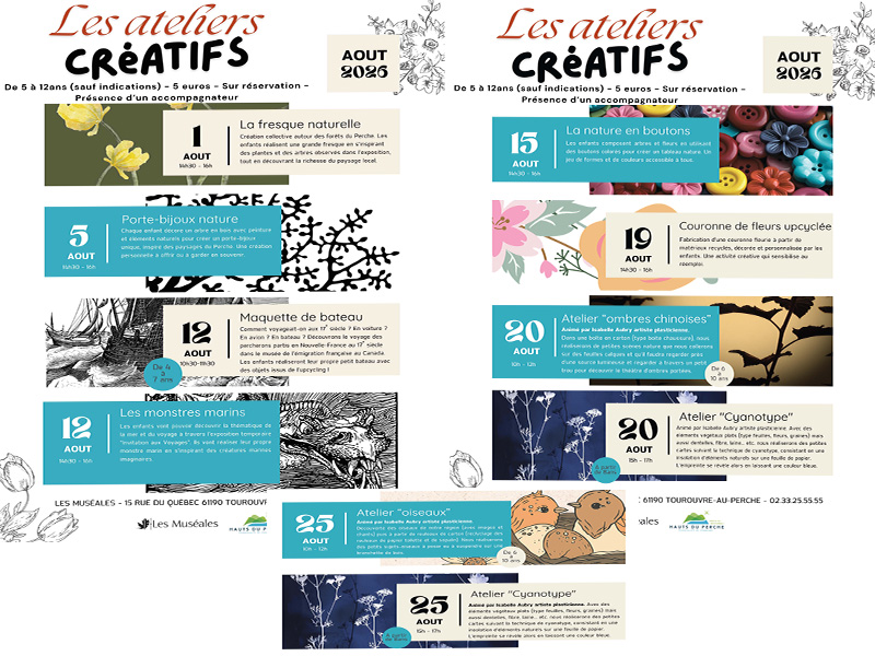Ateliers créatifs de 5 à 12 ans