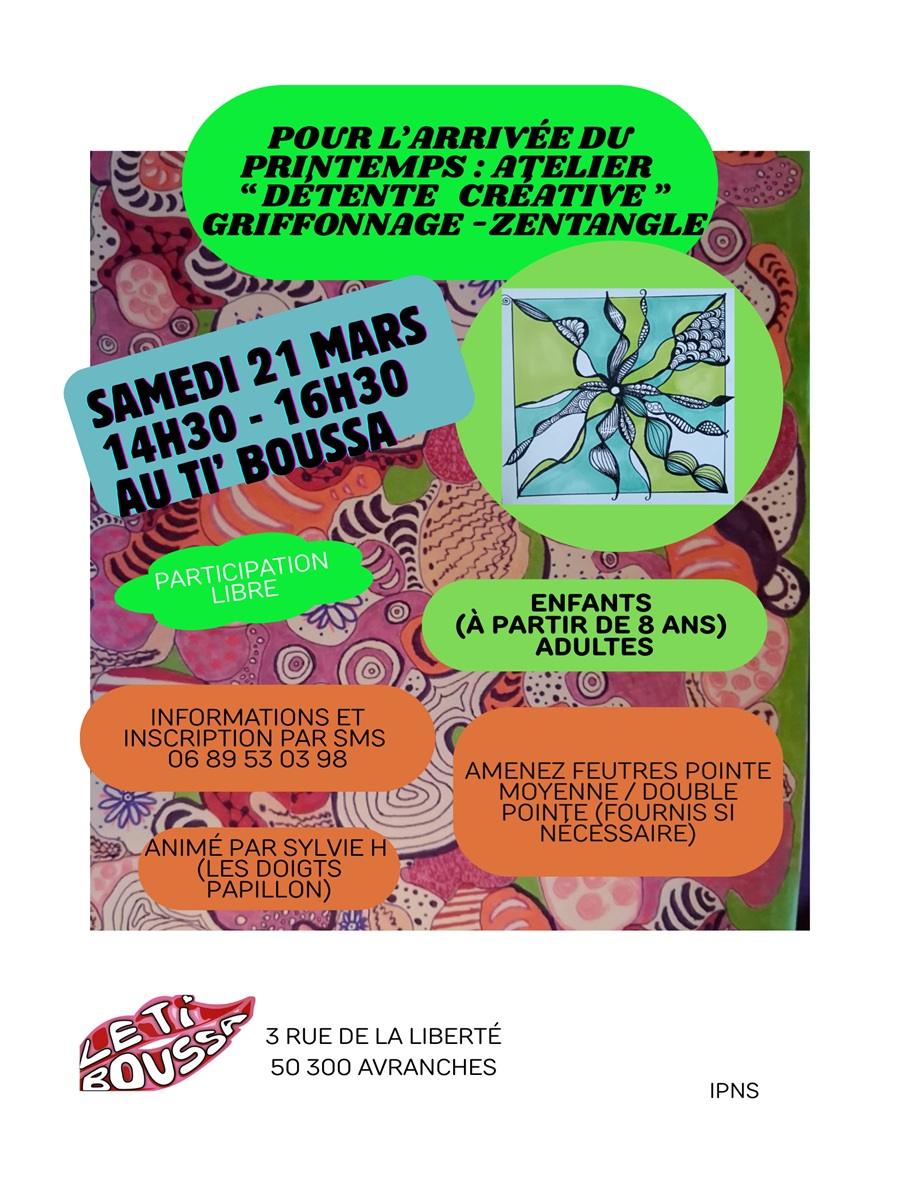 Atelier détente créative "griffonnage et zentangle"