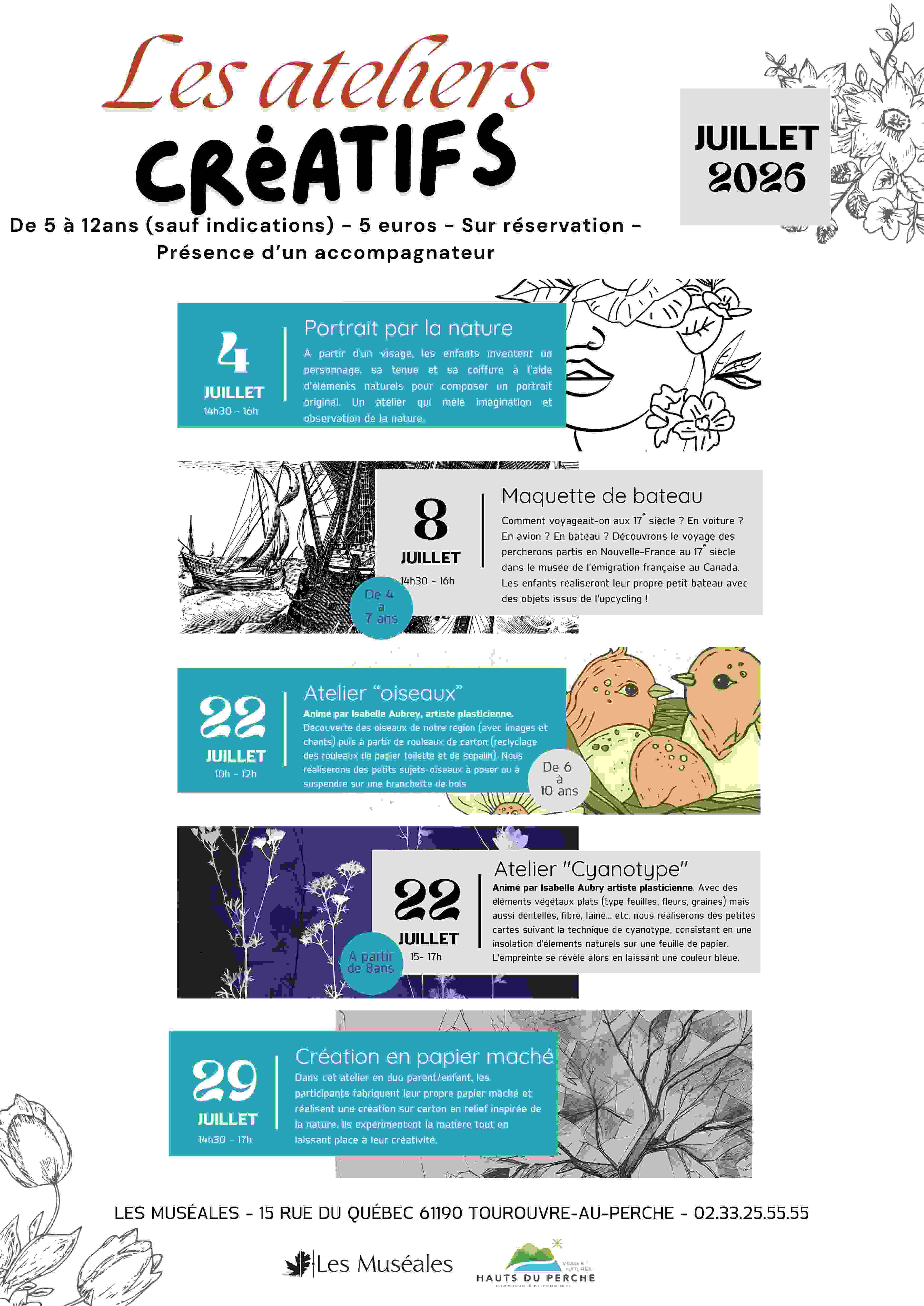 Ateliers créatifs de 5 à 12 ans