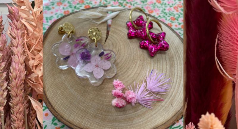 Boucles d'oreilles en résine — visuel événement