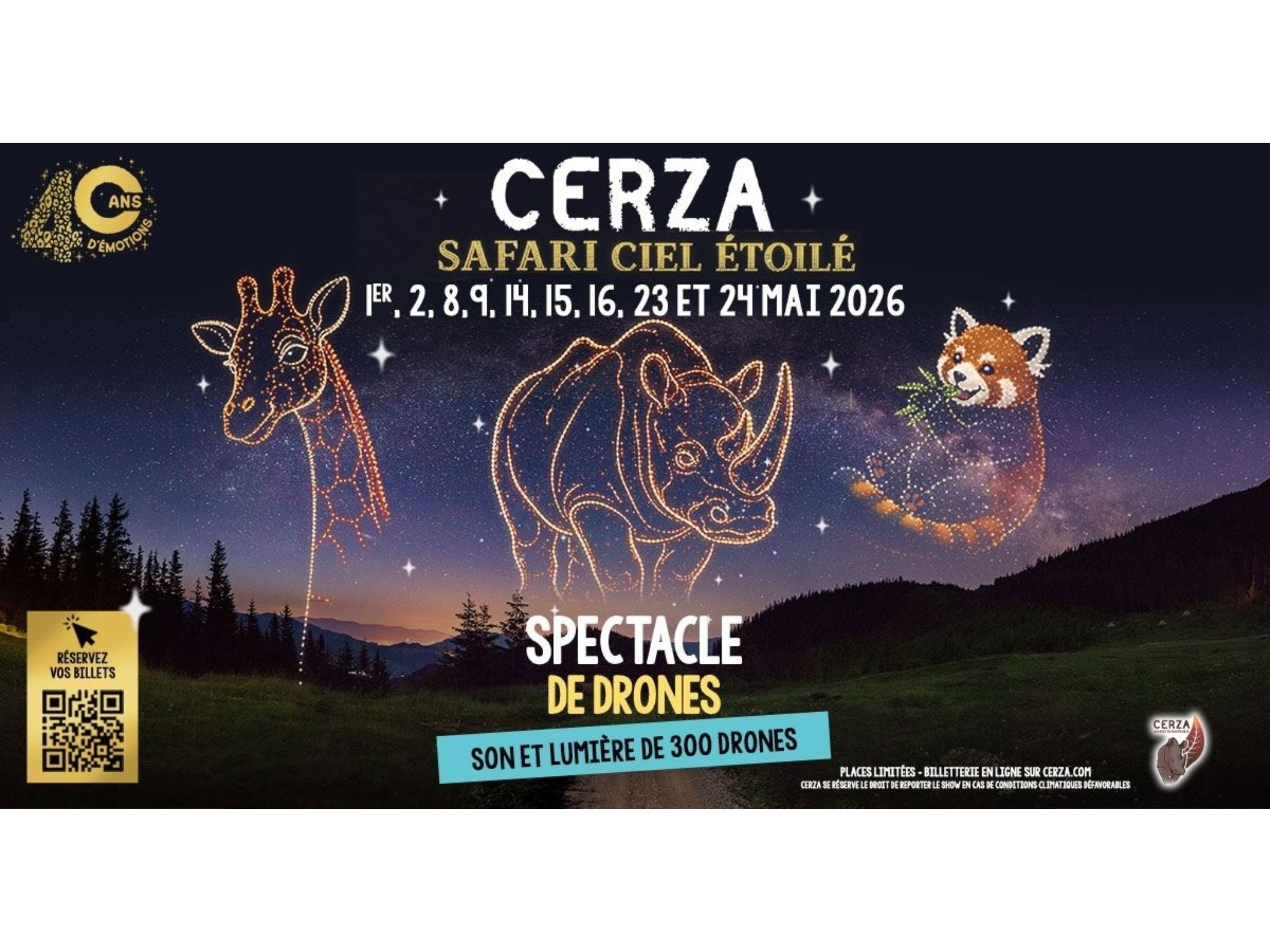 Spectacle de drones au parc zoologique du Cerza