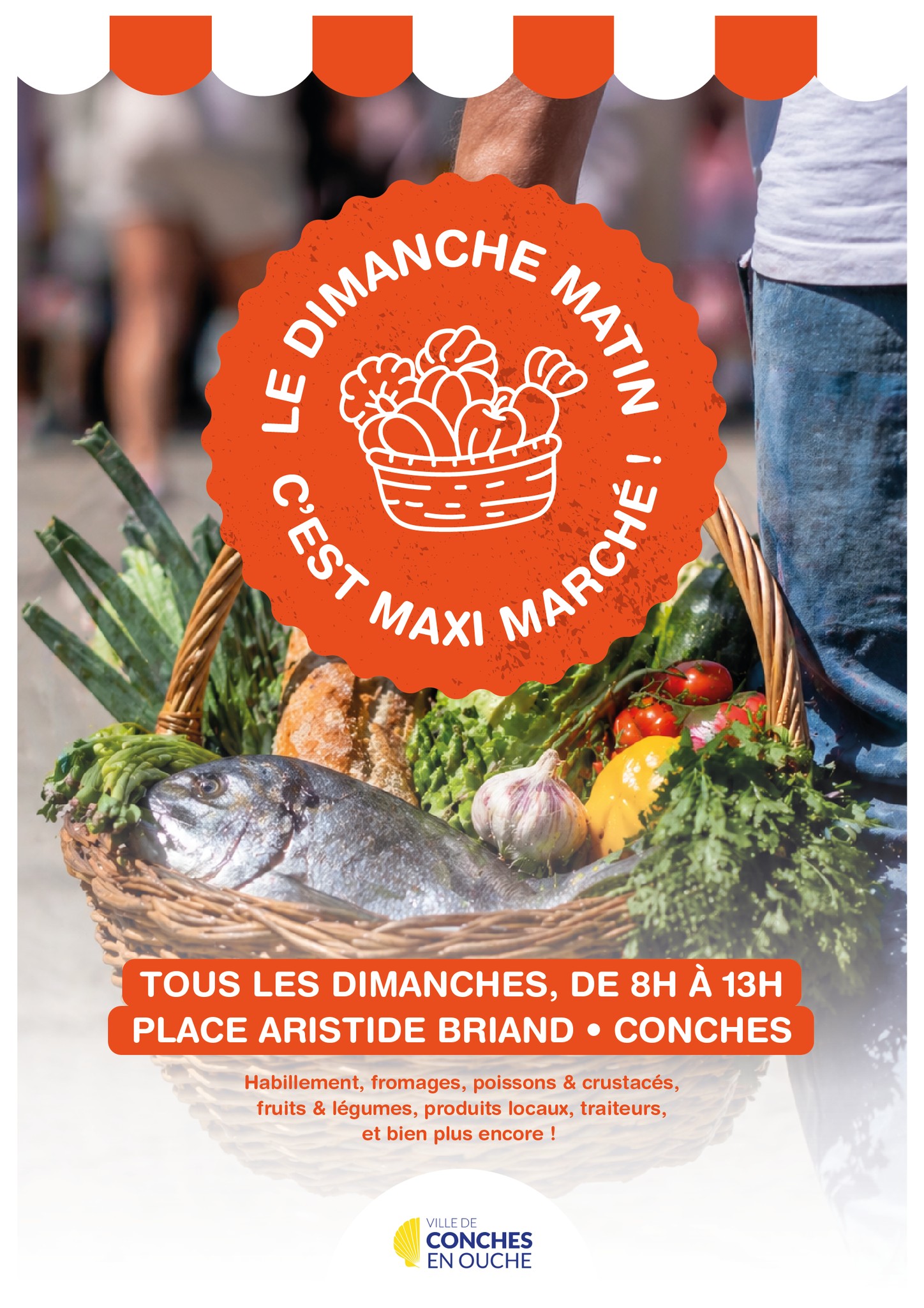 Marché hebdomadaire du dimanche matin, Conches-en-Ouche