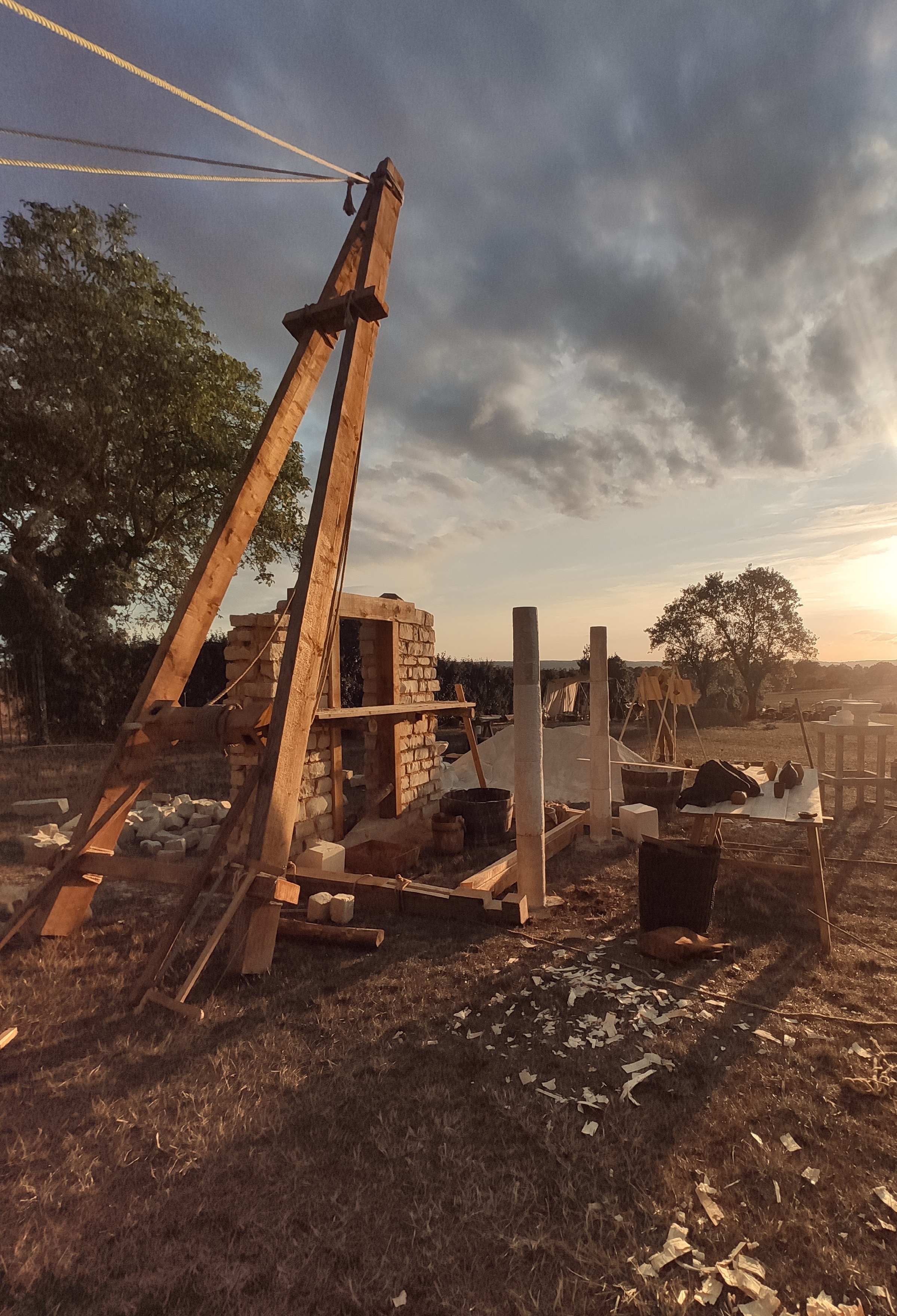 Installation d'une grue de levage antique