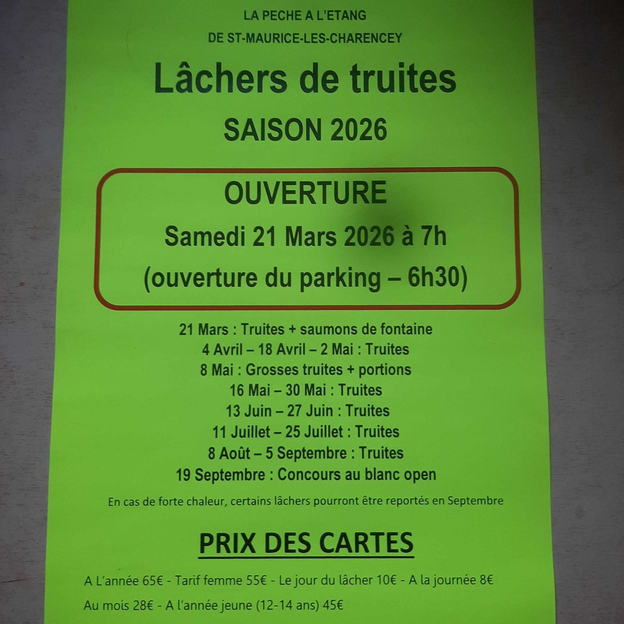 Lâcher de truites à Saint-Maurice les Charencey