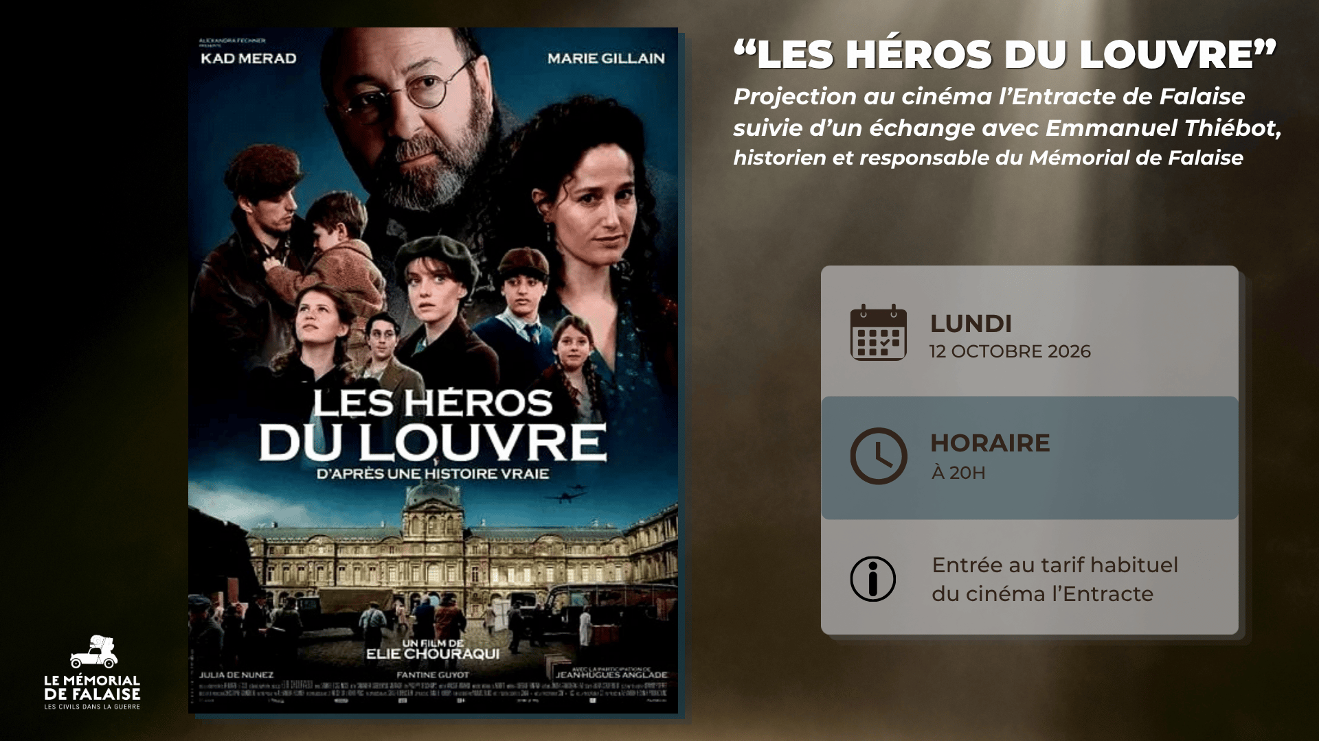 Projection "Les Héros du Louvre" suivie d'un échange avec Emmanuel Thiébot