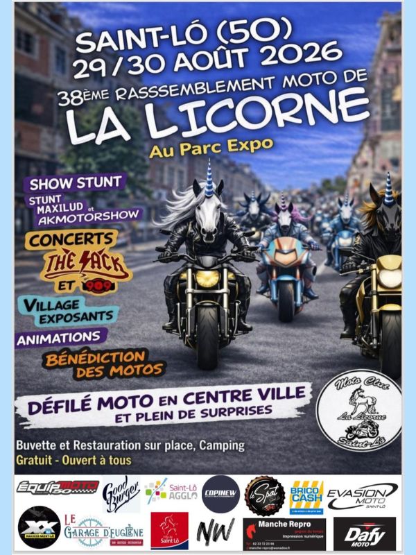 38e rassemblement moto de la Licorne — visuel événement