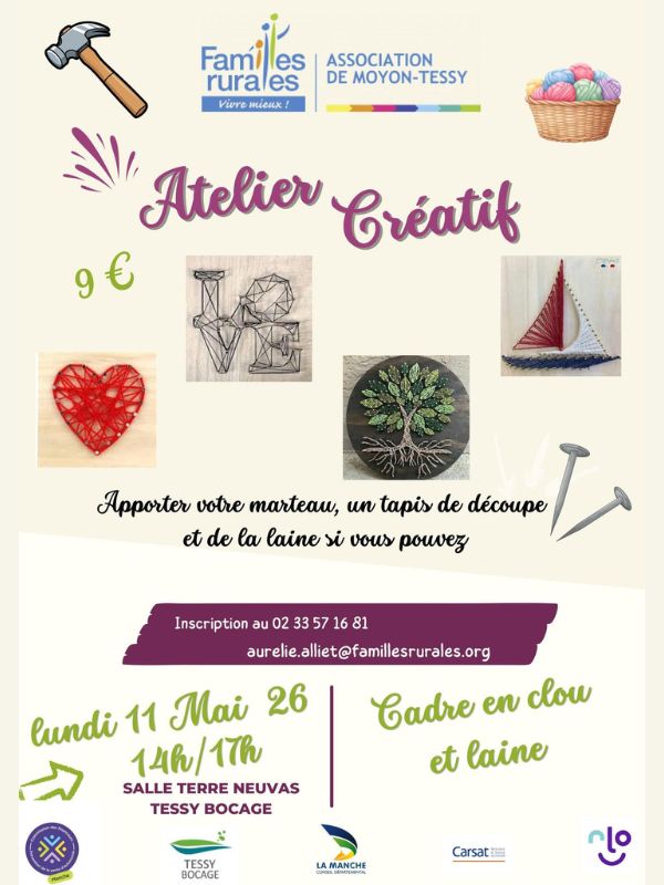 Atelier créatif "cadre en clous et laine" — visuel événement