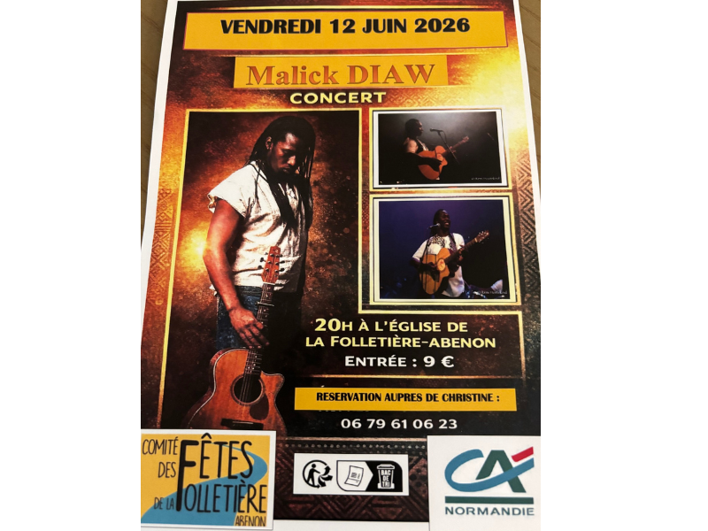 Concert de Malick Diaw à l'église de La Folletière-Abenon