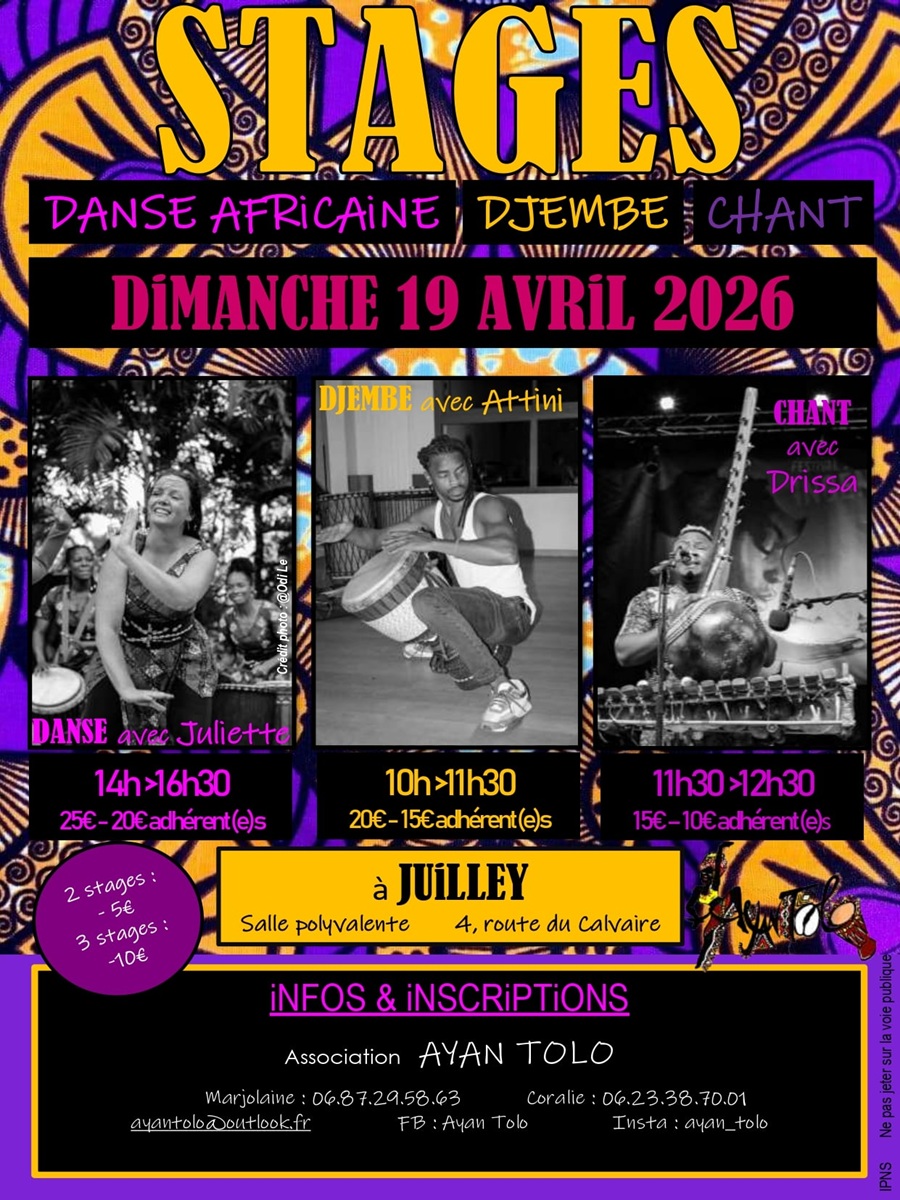 Stage de danse, chant et percussions africaines — visuel événement
