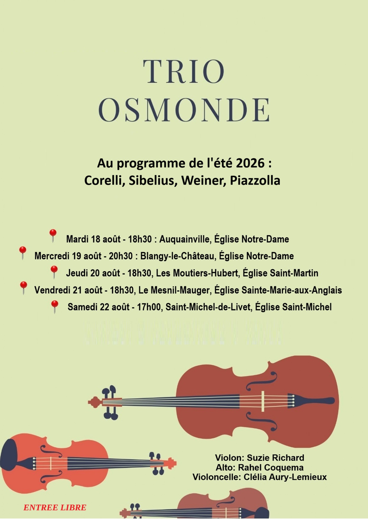 Concert - Trio Osmonde à l'Église de Blangy-le-Château