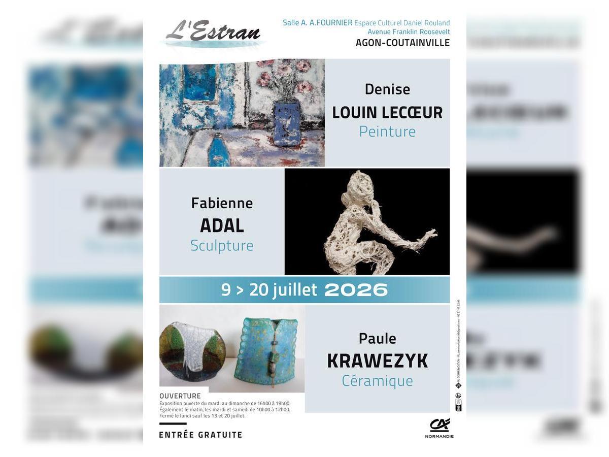 Peintures, Denise Louin Lecoeur - sculptures, Fabienne Adal - céramique, Paule Krawezyk — visuel événement