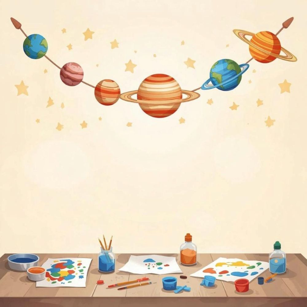 Atelier "guirlande système solaire" au Planétarium Ludiver