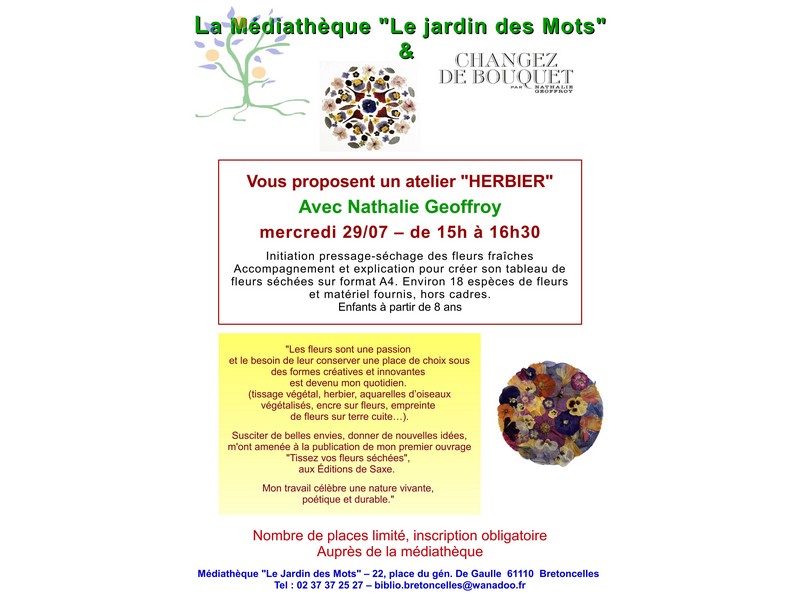Atelier herbier avec Nathalie Geoffroy