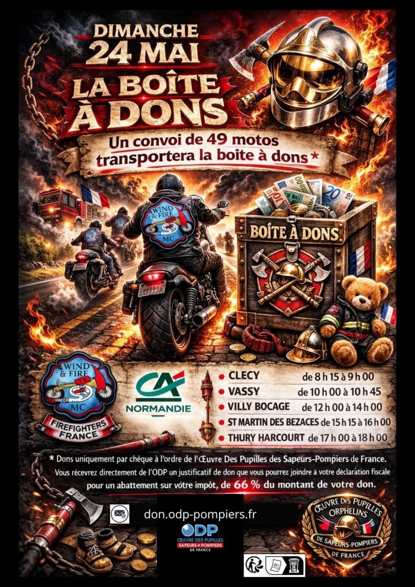 Convoi solidaire : 49 motos pour les sapeurs-pompiers