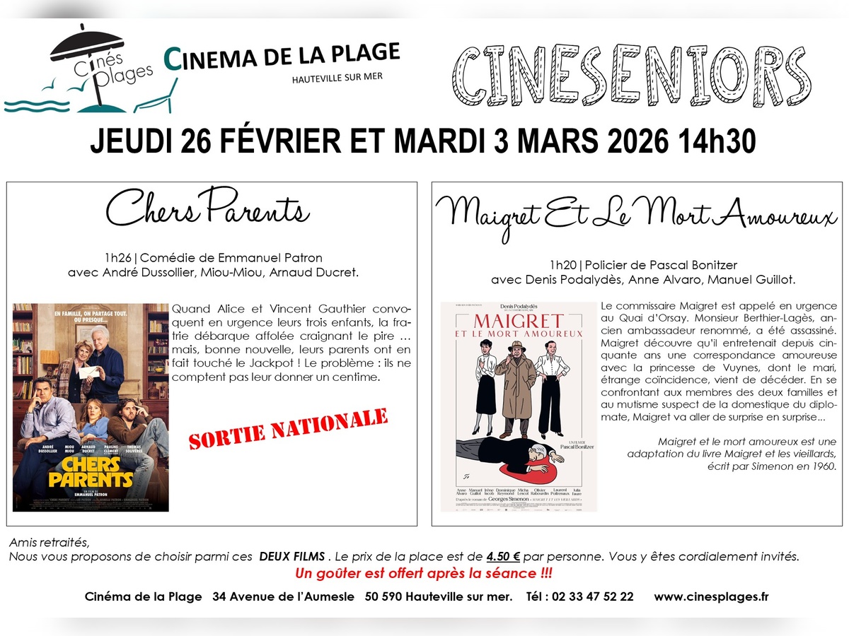 Ciné Seniors "Chers parents" ou "Maigret et le mort amoureux"