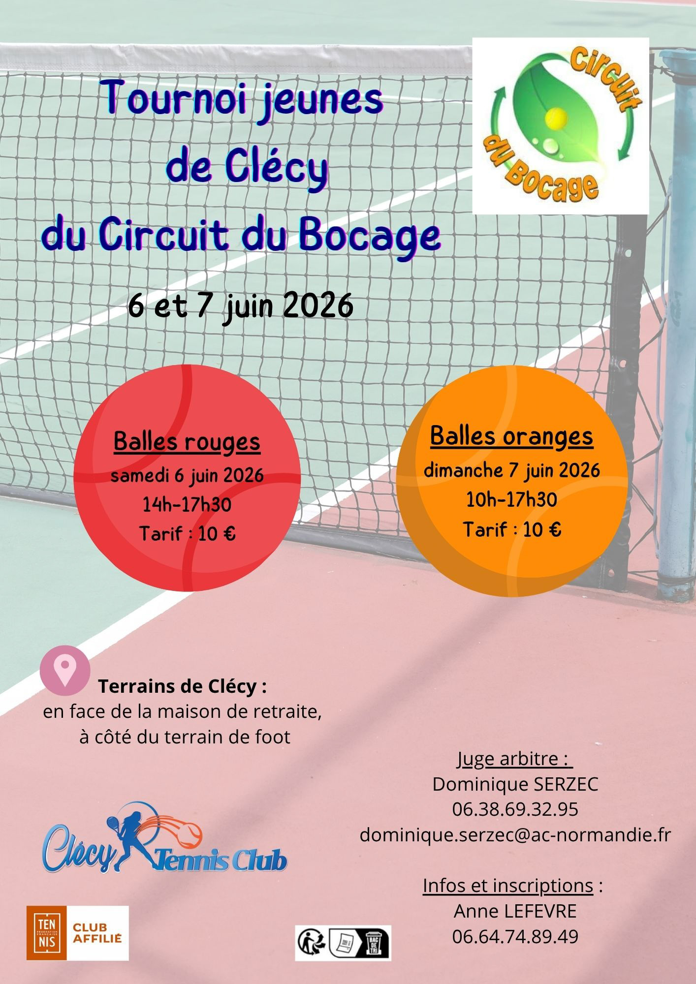 Tournoi jeunes de tennis - Circuit du Bocage