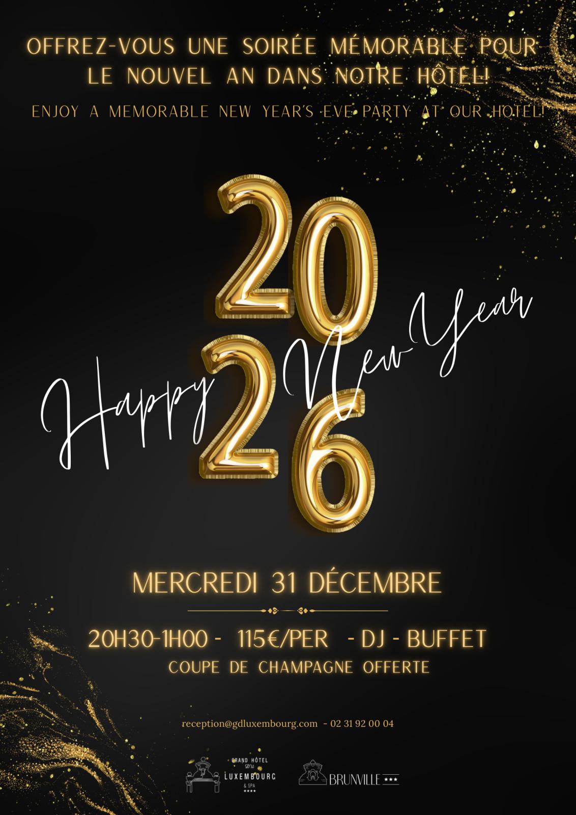 Soirée du nouvel an 2026 - Grand Hôtel du Luxembourg &amp; Spa Bayeux