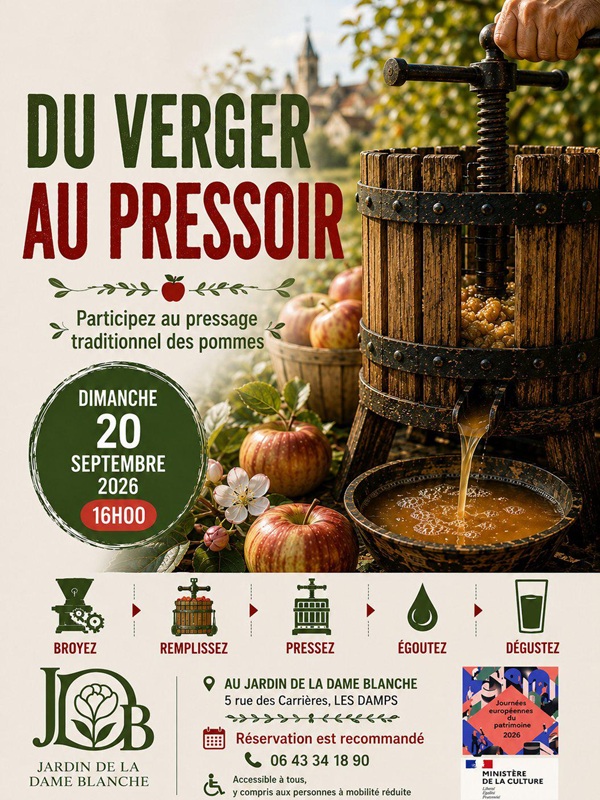 Atelier de pressage traditionnel du jus de pomme - Journées européennes du patrimoine