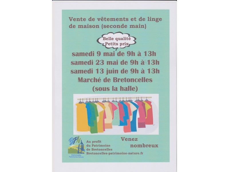 Vente de vêtements et linge de maison seconde main