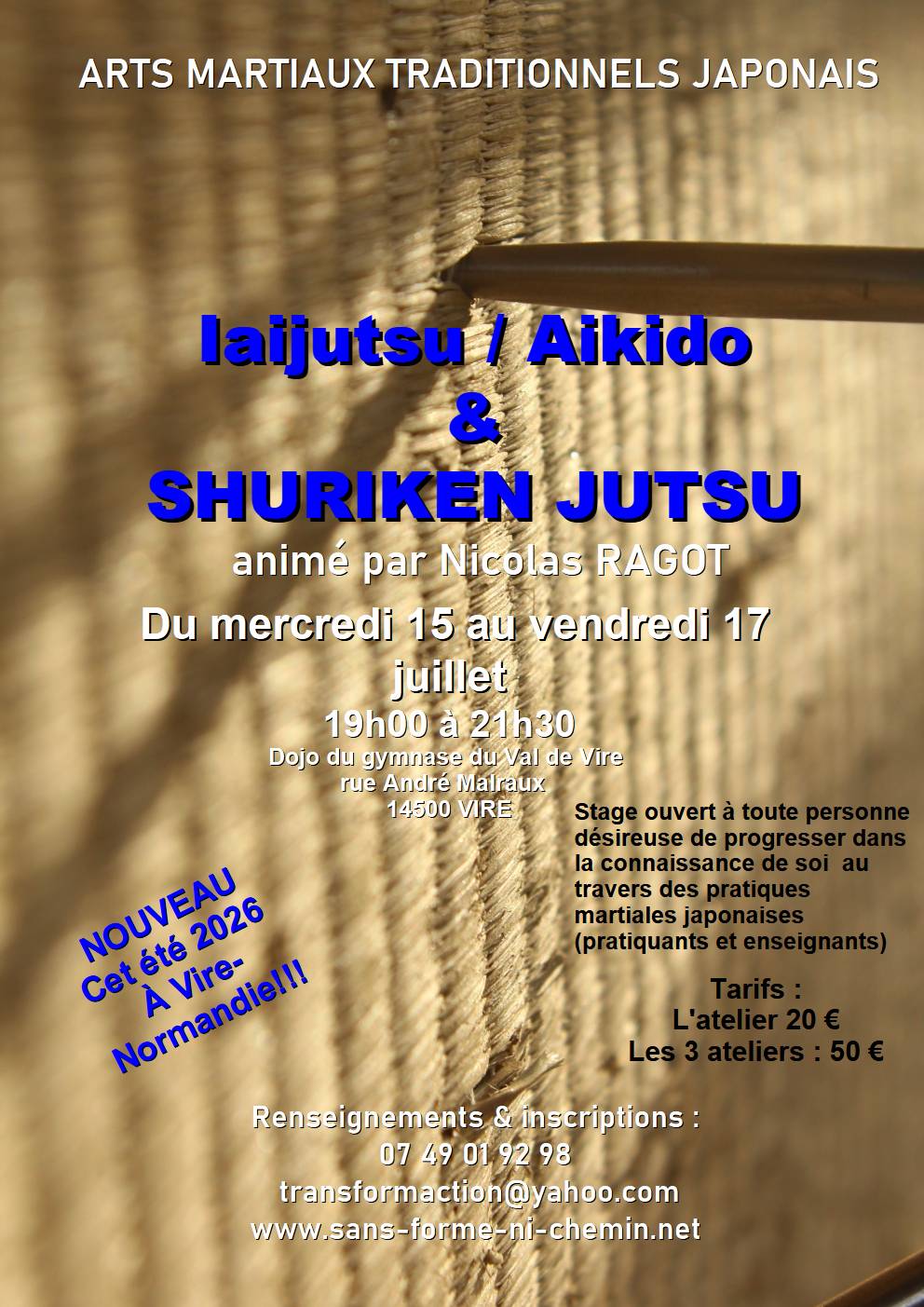 Stage : Arts martiaux traditionnels japonais à Vire Normandie — visuel événement